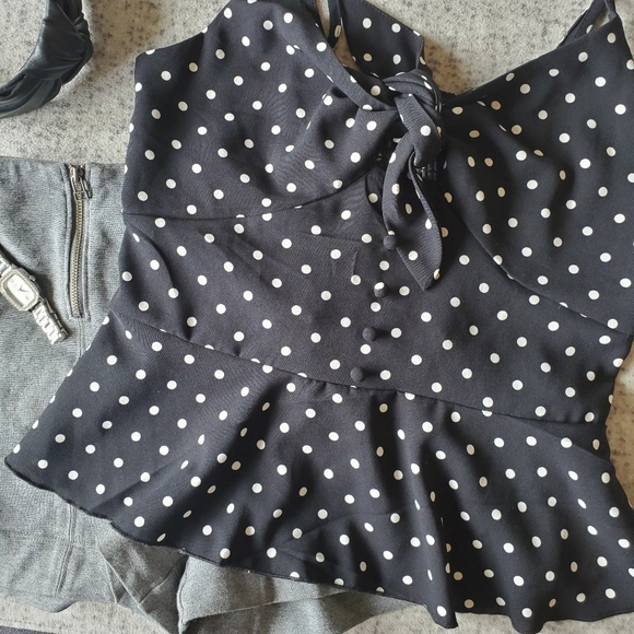 🎉3/$39 QED London Polka Dot Peplum Top - Picture 13 of 13